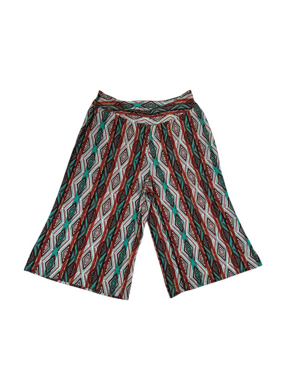 Cato Womens Plus Pull-On Shorts Size 14/16W Geometric Pattern Wide Leg